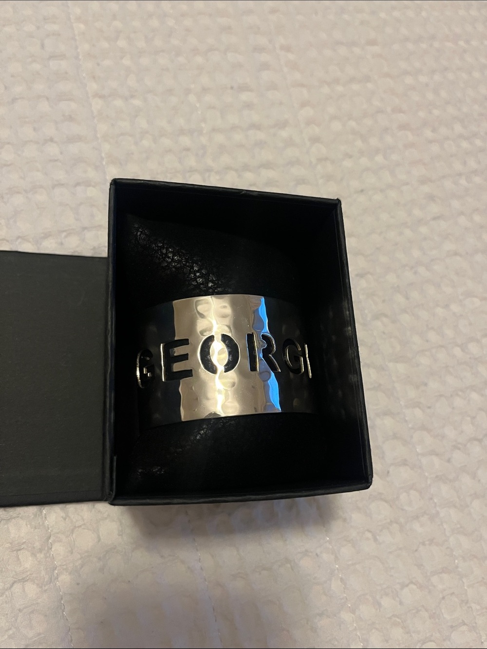 Rustic Cuff Silver Hammered Cutout Name Cuff Bracelet